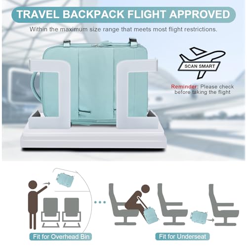 Image of Large Travel Backpack Carry on Flight Approved Mochila De Viaje Carry on Backpack for Airplanes Spirit Airlines Personal Item Bag 18x14x8 Inches Travel Bag Traveling Backpack for Women Men Light Blue