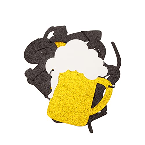 Image of Happy Father's Day Glitter Black Banner Beer Bunting Banner for Dad Father's Party Decorations Backdrop Garland for Father's Day(Black Gold) (Black Gold Beer)