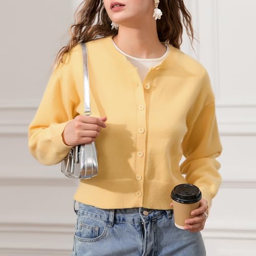 Image of Women's Cardigans Button Down Solid Color Knit Sweater Shirt Lady Lightweight Jackets Fall Winter Outfits