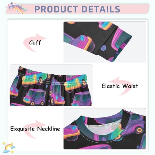 Cartoon Pajamas Set Off Road Vehicle Pattern Long Sleeve PJs Cotton Jammies Sleepwear Top and Pants Multicolor4