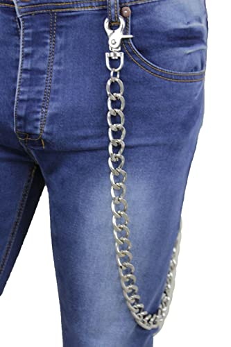 TrendyFashionJewelry Men Silver Color Metal Wallet Chain Thick Links Biker Extra Long Strand Strong Heavy Duty 31" Long3