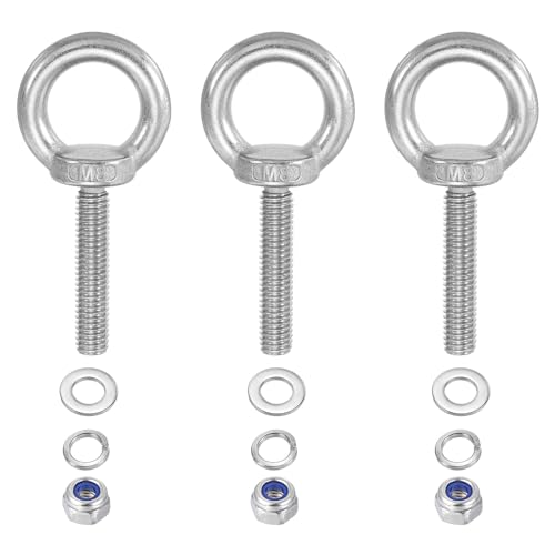 PATIKIL M8 x 50mm Lifting Shoulder Eye Bolt Set 304 Stainless Steel 3Pcs