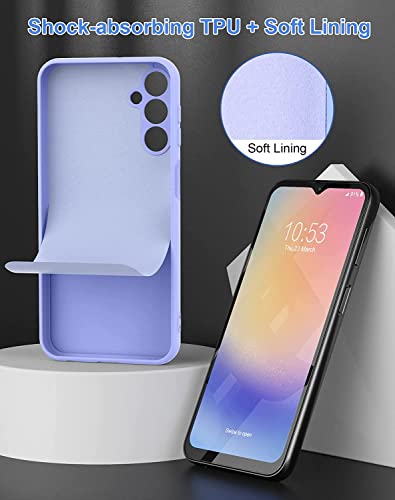 Image of DIZORO Microfiber Candy Case Compatible for Samsung A14 5G Smooth Touch Cushion Liquid Soft Silicone Gel Rubber Phone Cases Non-Slip Full Body Protective Shockproof Back Cover - Purple