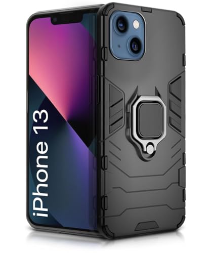 Image of AIBEX Armor Back Cover Compatible for Apple iPhone 13| Rugged Shockproof Case with Ring Holder & Kickstand | Military-Grade Protection | Magnetic Car Mount Compatible