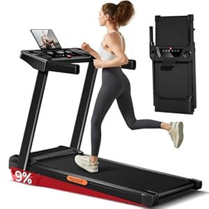 Laufband für Zuhause Klappbar mit Steigung 9%, Laufbänder 12KM/H, Treadmill for Home mit 3,0-PS-Motor und 12 voreingestellte Programme, Max Belastung 136KG