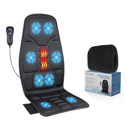 SLOTHMORE Vibration Back Massager for Chair with Heat, Chair Massager Pad with 8 Vibration, Massage Seat Cushion for Office Chair, Home Recliner & Sofa, Relaxing Gifts for Mom & Dad