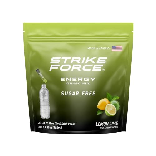 Image of Strike Force Energy Drink Mix - Grape Flavor - Natural Tasting Caffeine Drink - Turn Any Drink into a Healthy Energy Drink - Zero Calories, Keto Friendly, Sugar Free, Pre Workout (30 Count, Lemon Lime)