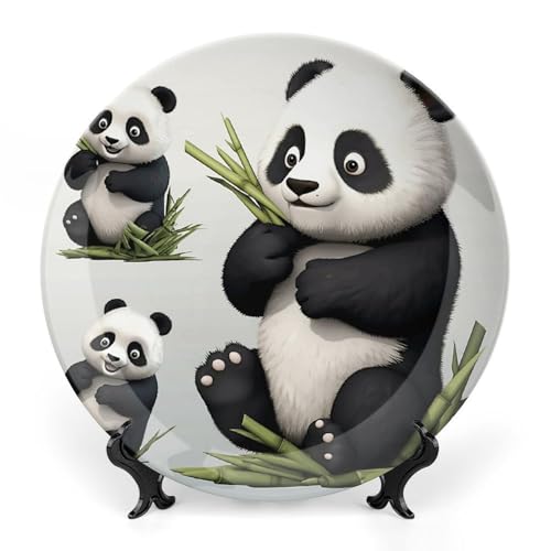 Plato decorativo Lovely Panda de porcelana hueso 7 pulgadas miniatura 1