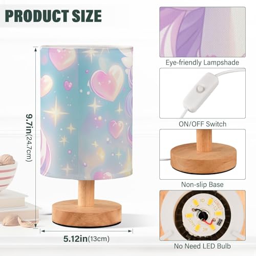 Lámpara de mesa infantil con unicornio y brillo miniatura 3