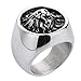 Produktbild PDTZ Herrenringe   Punk Gold Black Lion Ring Edelstahl Family Round Animal Ring Herren Accessoires Beauty 14 Silber