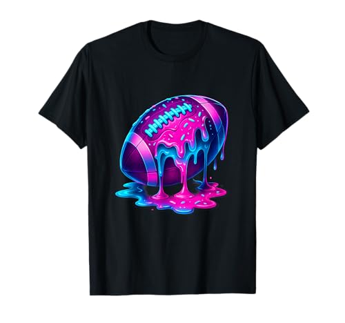 Football Drip Ice Cream for Lineman WR QB RB Men Sprinkles T-Shirt