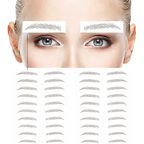 Benuomi 40 Pairs Eyebrow Tattoo Stickers Waterproof Eyebrow Transfers Stickers Peel Off 6D Eyebrow Tattoo Sticker Nature False Eyebrows Hair-Like Long Lasting Tattoo Eyebrow for Woman Makeup Tool Cover