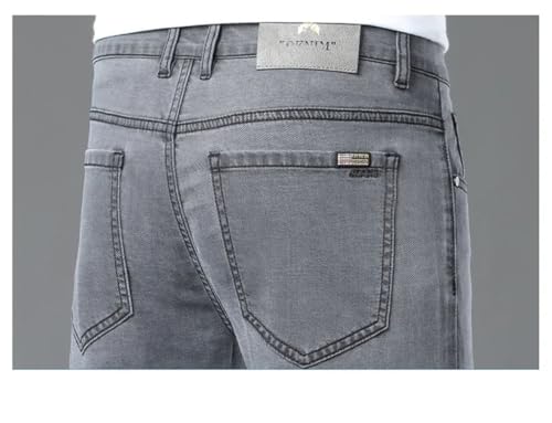 Men Summer Ultra-Thin Jeans Straight Stretch Breathable Denim Pants Business Male Gray Trousers3