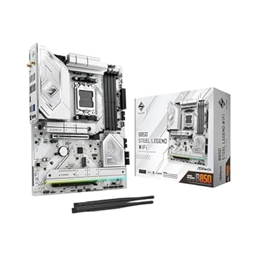 ASRock AMD B850 Steel Legend WiFi 7 Soquetes AM5 Ryzen 9000, 8000 e 7000 Series DDR5 até 8000+ (OC) MHz 256GB ATX Placa-mãe M.2 SATA3 6.0 Gb/s PCIe 5.0 1 HDMI