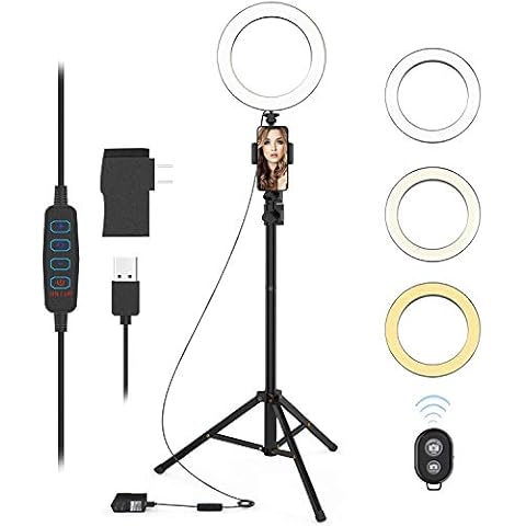 QIAYA 9 Inch Dimmable LED Ring Light with Phone Holder and 50'' Extendable Tripod Stand Selfie Ring Light Kit with Wireless Remote Circle Light with 3 Modes for Smartphone YouTube TikTok Cover