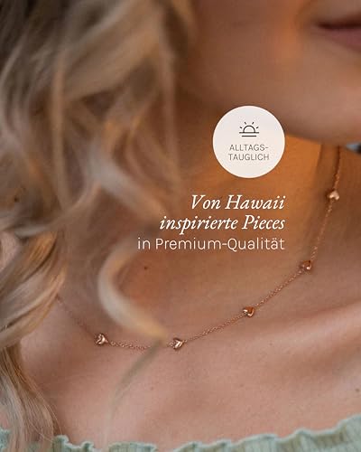 Purelei Alohi Heart Kette Damen (Roségold) – Halskette Damen aus langlebigem Edelstahl – Wasserfeste Halskette… – Ansicht 3