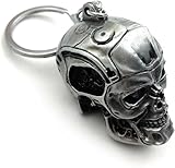 Vintage Charm Terminator Skull Head Keychain Fashion Pendant keyring Car Key (Ancient cyan)