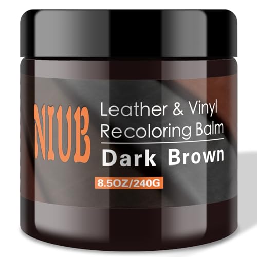 NIUB Leather Recoloring Balm 8.5Oz Dark Brown Leather Color Restorer Leather Scratch Remover Leather Restorer for Couches Furniture Leather Shoes Leather Couch Paint Quick Dry Leather Balm