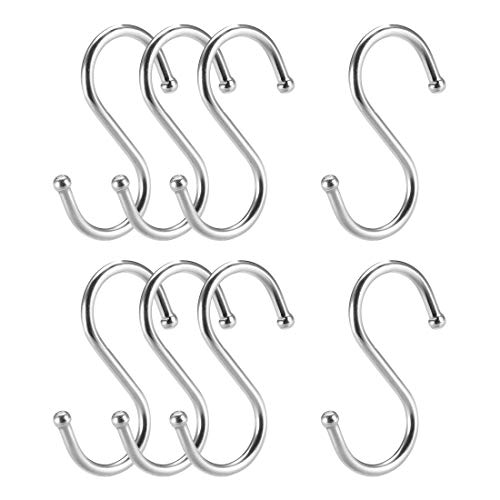 uxcell Stainless Steel S Hooks 2.6" S Shaped Hook Hangers for Kitchen Bathroom Bedroom Storage Room Office Outdoor Multiple Uses 8pcs