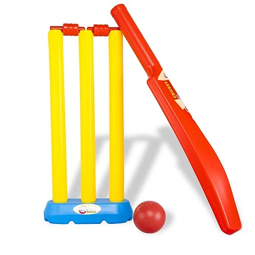 NAVRANGI_ Cricket Kit Set of 3 Stumps with Bail, 1 Bat and 1 Ball Combo Set for Kids (RED) (B09B2F1JC2) Amazon Price History, Amazon Price Tracker