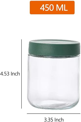 Miniatura 3 de Tarro de almacenamiento de vidrio de 15 onzas (1 paquete) con tapa hermética (verde), contenedor de almacenamiento de alimentos para organización de
