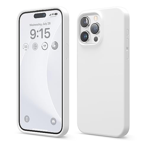 elago Funda Silicona Líquida Compatible con iPhone 15 Pro MAX, Silicona Premium, Funda Protectora Cuerpo Completo [Estructura A Prueba Golpes 4 Capas], Forro Microfibra Antiarañazos (Blanco)