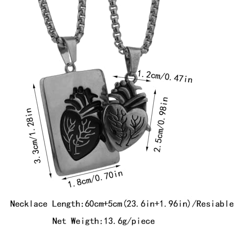 Anatomical Heart Necklace for Men,Heart Shape Hip Hop Couple Pendant Necklace or Women Men2