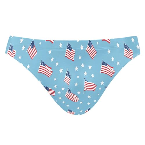 July 4th Independence Day American Flag Swim Briefs for Men Swimsuit Bikini Swimwear S B0404596