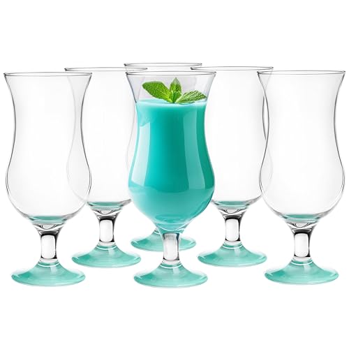 Glasmark Krosno Gläser Cocktailgläser Set Longdrink Cocktail Gin Bier Wasser Longdrinkgläser Cocktailgläser Trinkglas Wasserglas Glas Smoothie Dessert Spülmaschinenfest Türkis 6 x 420ml