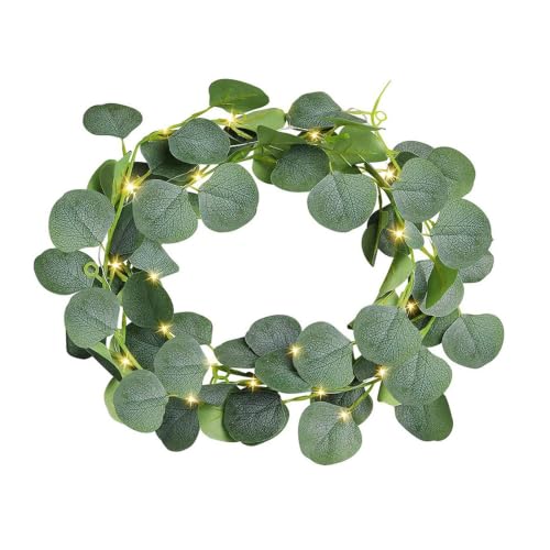 2PCS Artificial Eucalyptus Garland, Fake Vines with Fairy Lights Green Leaf - image 3
