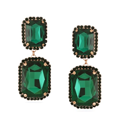 Image of Rubans Demi Fine Stainless Steel Emerald Hoop Jewels Gift for Women & Girls