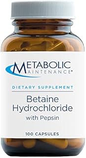 Metabolic Maintenance Betaine HCL + Pepsin Digestive Enzyme - Protein Digestion + Gut Health Support Supplement (100 Capsules)