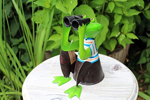 Gwenys Haus Sgabello per recinzione, rana con binocolo II