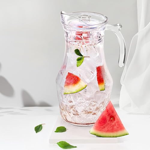 Image of bellemax Premium Water and Juice Glasses Set of 6 and Jugs Set Combo,(6 Pieces Glasses 230ML and 1 Water Juice Jug 1 Liter), Transparent, Glass and Jug Set for Dining Table (Golden - A)