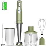 【限定カラー・コードレス ハンドブレンダー】HAGOOGI(ハゴオギ) マルチスティックブレンダー 離乳食 ブレンダー 充電式 無段階変速 ミキサー 鍋キズ防止 氷も砕ける フードプロセッサー ジューサー 泡立て器 1台7役 調理器具 【グリーン】