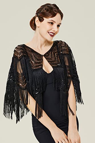 BABEYOND Gatsby Shawl Wrap for 1920s Evening Party Night Cape for Women Bridal Sequin Capelet4