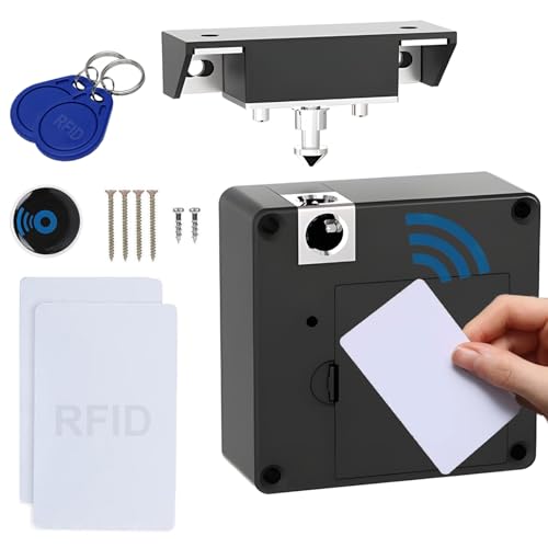 Catálogo de Cerraduras de muebles los 10 mejores. 48 Cerradura Oculta para Cajón, Cerradura RFID Oculta,Admite Desbloqueo NFC de Teléfono Móvil,2 Tarjetas RFID, 2 Hebillas,Evita Robos o El Toque de Los Niños,Adecuada para Cajones...