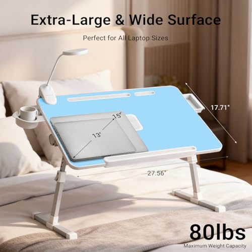 Image of iXTRA Adjustable Laptop Lap Desk with Cooling Fan USB Light for Adults
