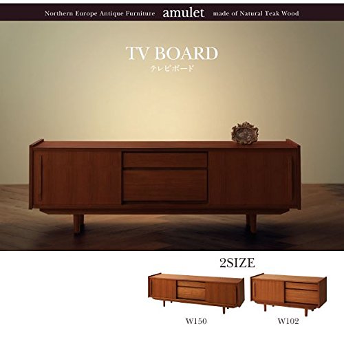 amulet テレビボード 幅102cm チーク材 北欧風 ローボード Amazon.co.jp: ローボード(テレビ台/テレビボード) 幅102cm[amulet