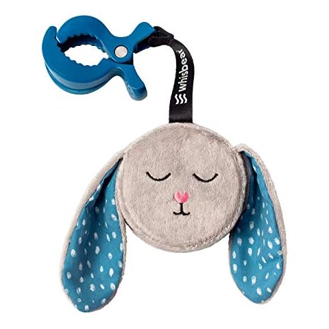 Whisbear Humming Bunny with Clip Grey | Pink Noise | Baby Sleep Aid | Baby Gifts | Baby Toys Newborn Baby Shower Gifts | Car Seat Toy | Pram Accessories Pram Toys | Baby Teddy | Baby Sleep Soother Cover