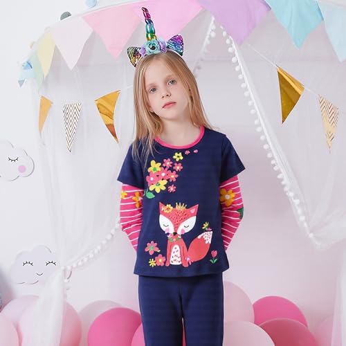 Image of VIKITA Girls Shirts Winter Long Sleeve Tops Print Tees for Girls,3-12 Years