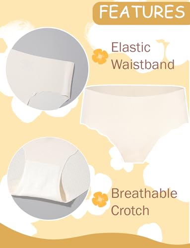 Panegy Teen Girls Seamless Briefs Mid Waist Soft Underwear Solid Color Knickers 4 Pack 7-16 Years2