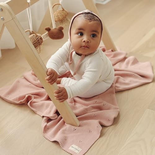 Image of Baby Gift Set - Organic Cotton Newborn Blanket Essentials, Baby Gifts for Girls, Baby Gift Set, Baby Girl Shower Gifts, Baptism Gifts for Baby Girl (Pointelle - Ballet Slippers)