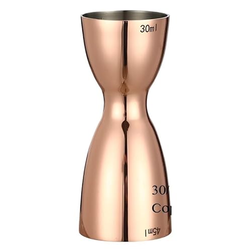 CHFYIJYHM Jigger de cóctel de 30ml y 45ml, Jigger medidor de Barra de Acero Inoxidable, for mixología de Barra casera(Copper Plated)