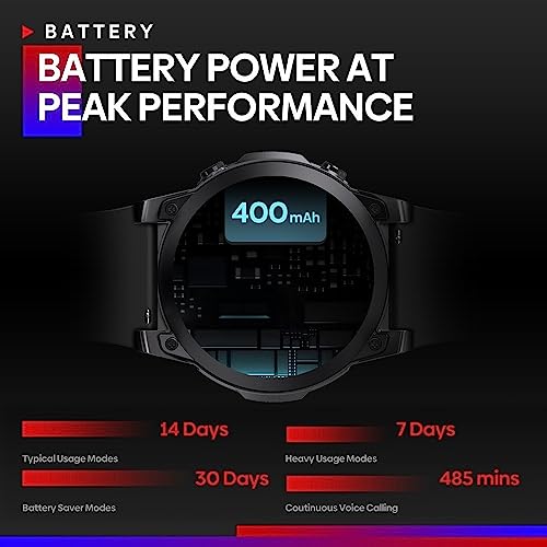 Image of Beyond-3 with 1.43 Ultra HD AMOLED (466x466 px), Bluetooth Calling, 14 Days Battery (400 mAh), 300+ Watch Faces, 3ATM & IP69K Waterproof, Rugged Military Grade Smart Watch for Men (Black)