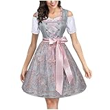 Traje de tirolesa para mujer tradicional alemán Oktoberfest, disfraz de carnaval, disfraz de fiesta, disfraz vintage de tirolesa con estampado de cuadros, delantal, vestido de moda tradicional