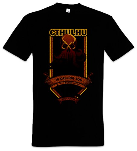 Urban Backwoods Cthulhu is Calling You Herren T-Shirt Schwarz Größe L