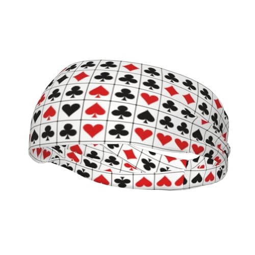 Boys Girls Spades Grid Poker Playing Cards Art Sports Sweatband Multifunction Lovely Head Ribbon Headdress for Sports Workout Shower