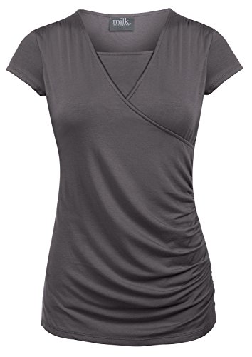 Milk Nursingwear Side-Shirred Nursing Top in Short Sleeves