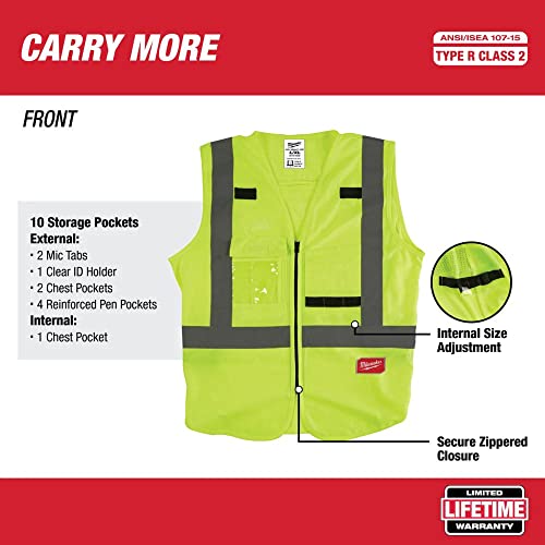 Milwaukee Polyester Safety Vest High Visibility Yellow L/Xl - Total Qty: 1 #TOP1